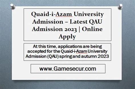 Quaid I Azam University Admission Latest QAU Admission 2023 Online