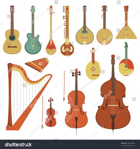 String Musical Instruments Various Classical Orchestral Stock Vector