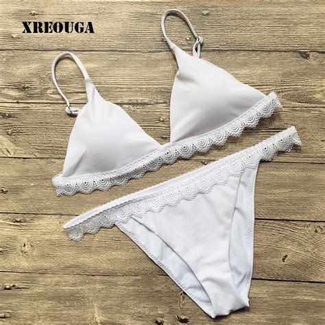 Tropic Hot Solid White Bikini Women Maillot De Bain Sexy Lace Swimsuit Female Bikini Sets