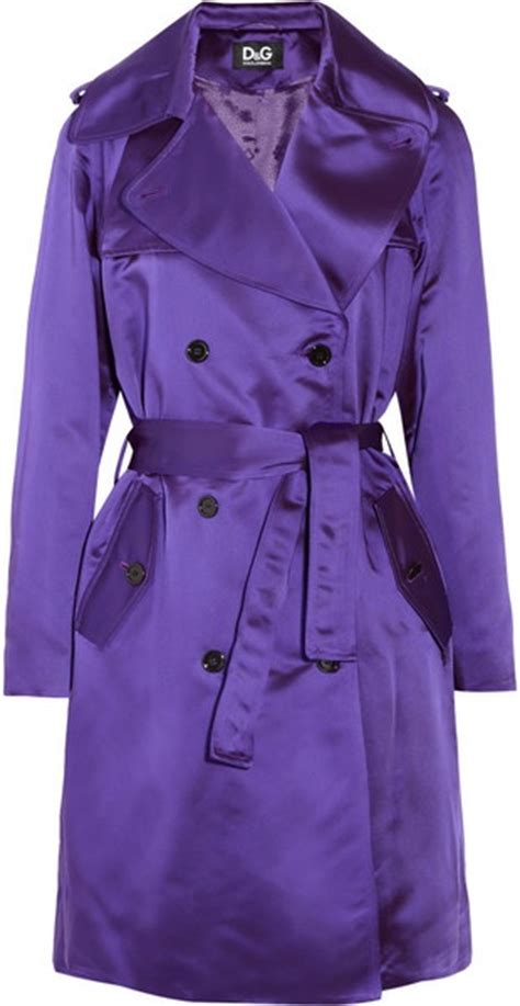 D Satin Twill Trench Coat Lyst Purple Trench Coat