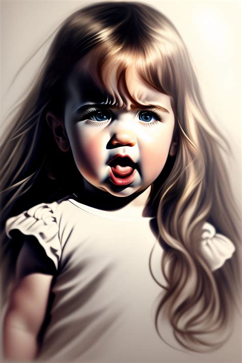 Lexica Sketch Drawing Of A 3 Year Old Blonde Girl Angry