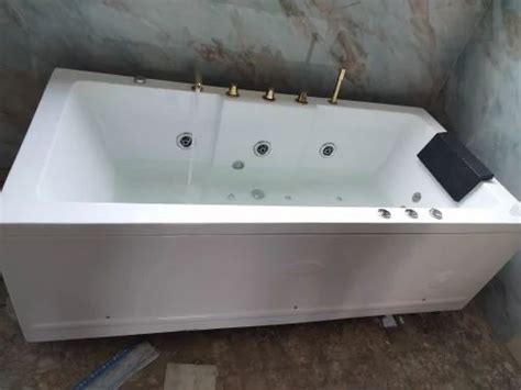 White Lucite Cast Acrylic Rectangular Jacuzzi Bath Tub For Bathroom