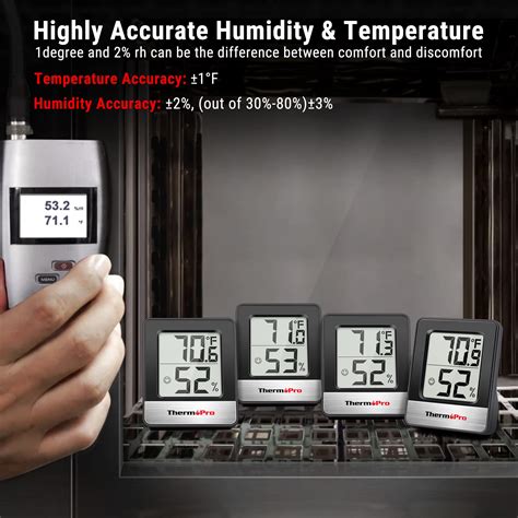 Thermopro Tp49 2 Pieces Digital Hygrometer Indoor Thermometer Humidity Meter Mini Hygrometer