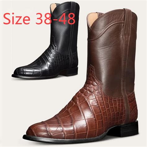 Bottes De Cowboy Occidentales R Tro En Cuir Pour Homme Chaussures