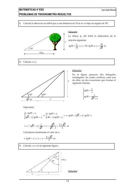 MATEMÁTICAS 4º ESO PROBLEMAS DE TRIGONOMETRÍA 51 OFF