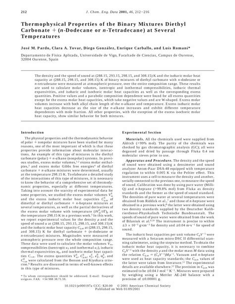 (PDF) Thermophysical Properties of the Binary Mixtures Diethyl ...