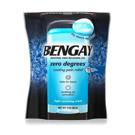 BENGAY Zero Degrees Vanishing Scent Menthol Pain Relieving Gel 3 Oz