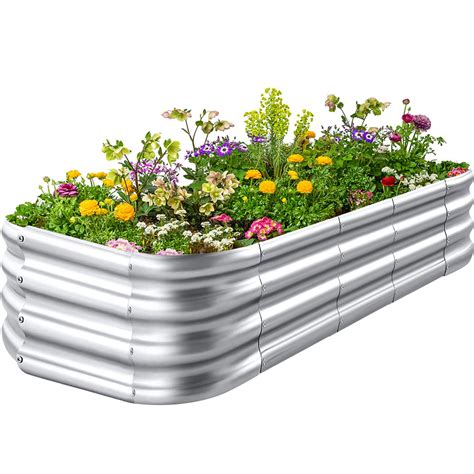 Sunnotic Raised Garden Beds Outdoor 8×4×1 Ft Diy Galvanized For