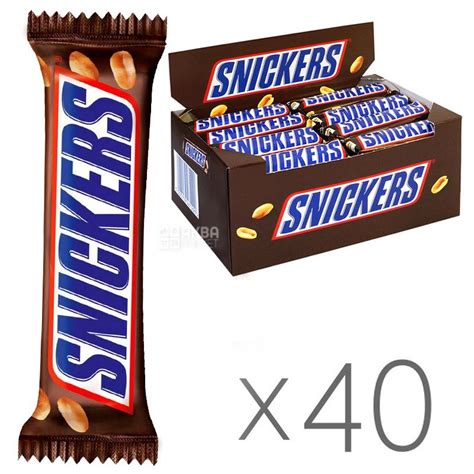 Snickers, Упаковка 40 шт. по 50 г, Шоколадные батончики - купить ...