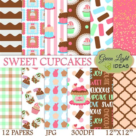 Cupcake Digital Papers Cupcake Backgrounds Party Scrapbook Papers By