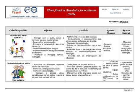 PDF Plano AnuaPlano Anual De Atividades Socioculturais L De