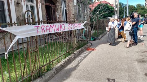 Gdańsk Piknikowy protest przeciwko tramwajowi przez Bohaterów Getta