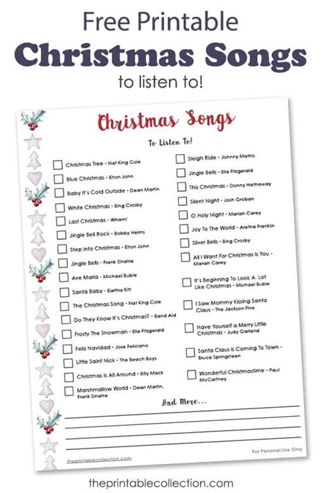 Printable List Of Christmas Songs