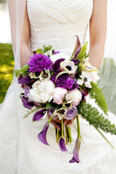 Purple Wedding Purple And White Bouquet Weddbook