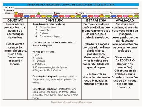 Plano De Aula Pre Escola