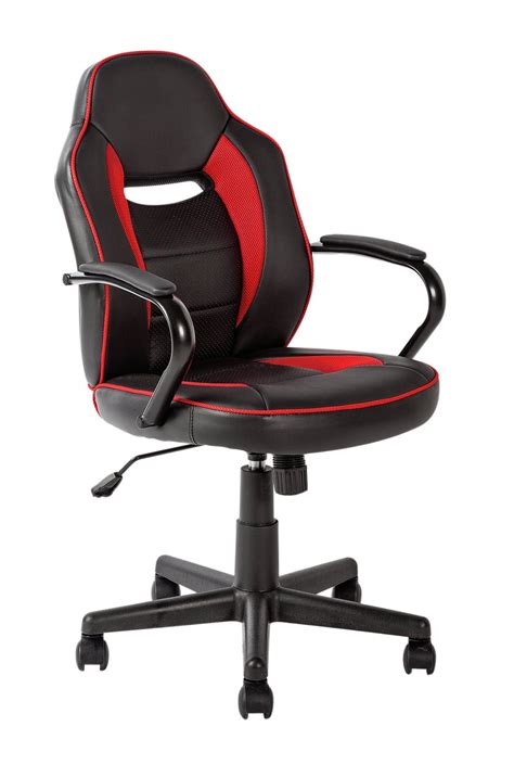 Argos Home Faux Leather Mid Back Gaming Chair - Red & Black (7248353 ...