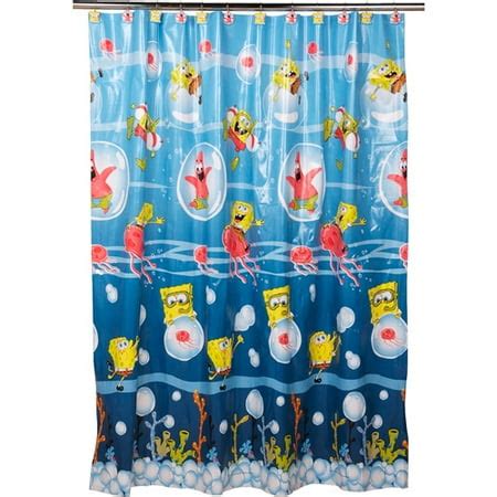 SpongeBob Shower Curtain and Hook Set - Walmart.com