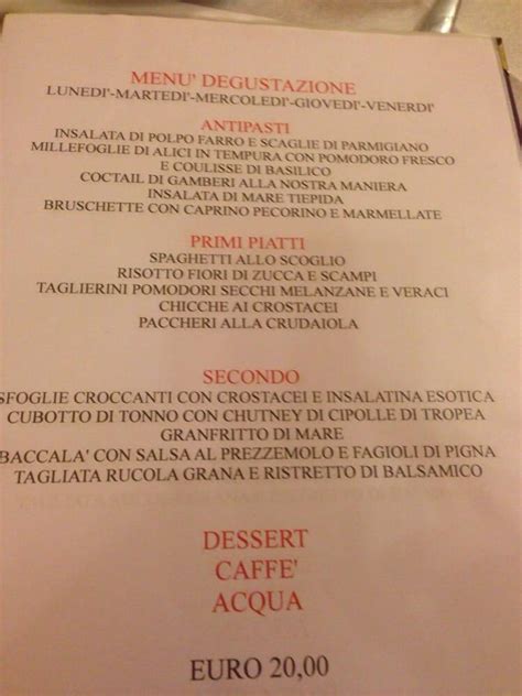 Menu Da Ristorante Pizzeria Lo Scoglio Prato