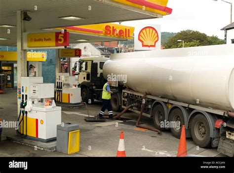 A Petrol Tanker Driver Working Refilling Shell Petrol Station