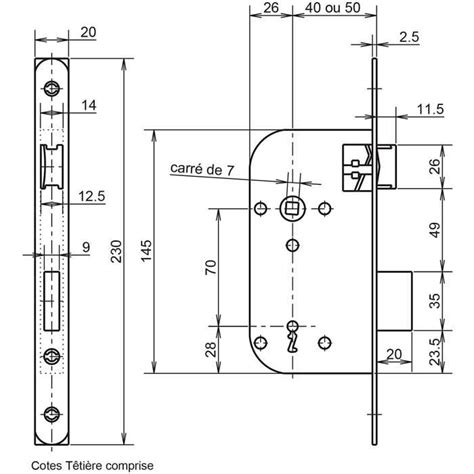 METALUX série 670 NF Serrure à encastrer Axe 40 mm Réversible sans