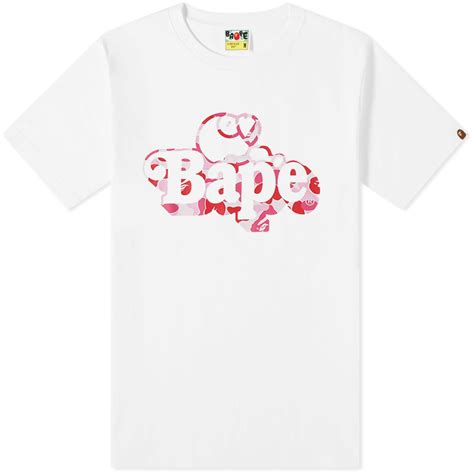 A Bathing Ape Abc Camo Milo On Bape T Shirt White And Pink End Gb