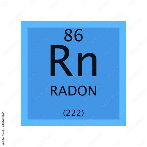 Rn Radon Noble Gas Chemical Element Periodic Table Simple Flat Square