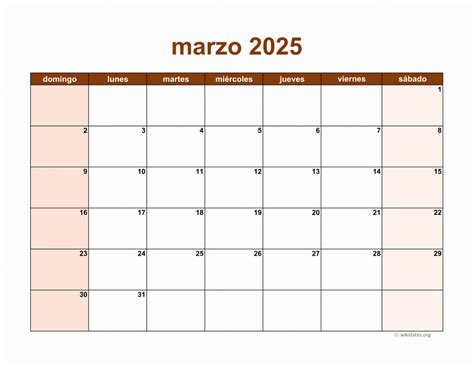 Calendario Marzo 2025 De México