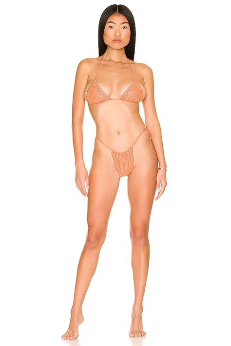 Oseree Shine Microkini Bikini Set In Orange Revolve