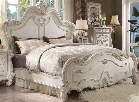 Versailles Bone White King Panel Bed By ACME 1StopBedrooms