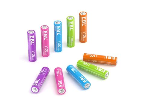 EBL 10 Pack AAA Rechargeable Batteries 1.2V 1100mAh Ni-Mh Triple AAA ...