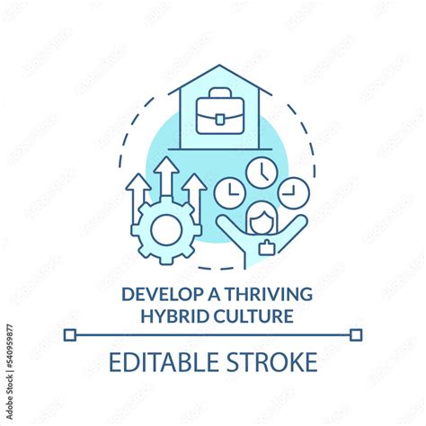 Vetor De Develop Thriving Hybrid Culture Turquoise Concept Icon