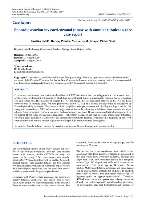 PDF Sporadic Ovarian Sex Cord Stromal Tumor With Annular Tubules A