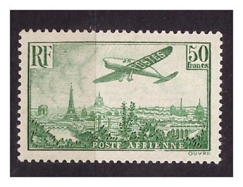 France Rare Poste A Rienne Fr Vert Jaune Avion Survolant