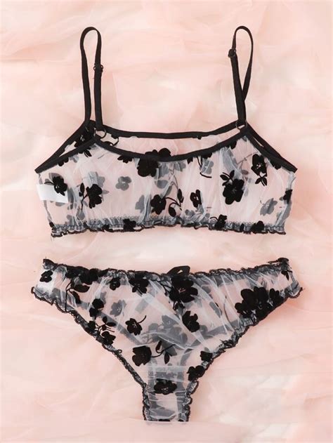 Puro Floral Rom Ntico Lingerie Sensual Shein Brasil