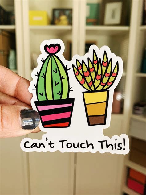 Cant Touch This Cactus Sticker Succulent Plants Water Bottle Etsy