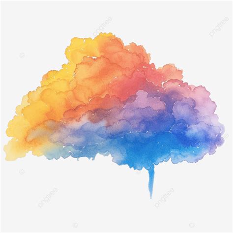 Watercolor Rainbow Cloud Rain Watercolor Cloud Png Transparent Image