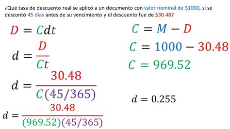 Descuento Simple Comercial Y Real Matem Ticas Financieras Ejemplo