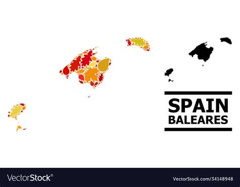 Autumn Leaves Mosaic Map Baleares Province Vector Image