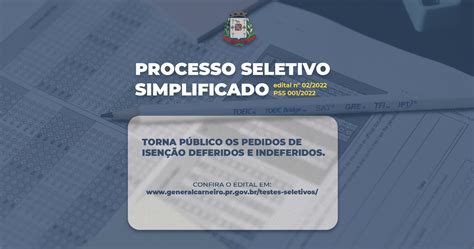 PROCESSO SELETIVO SIMPLIFICADO Nº 001 2022 Publicação dos pedidos de