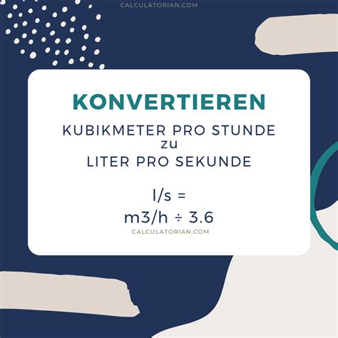 Konvertiere Von Kubikmeter Pro Stunde Zu Liter Pro Sekunde