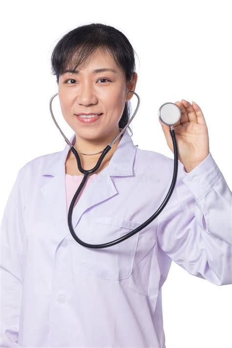 Asian Female Doctor Holding Stethoscope Stock Photo Image Of Clinic