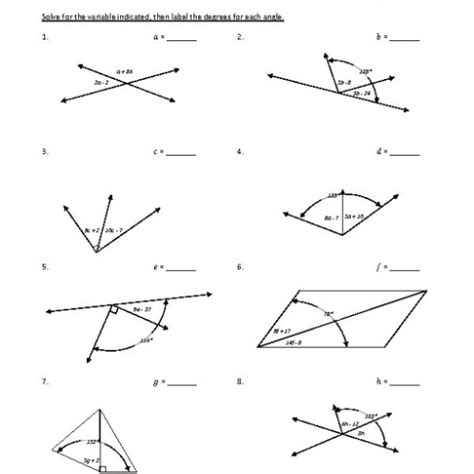 Adjacent Angles Worksheet Answers - Angleworksheets.com