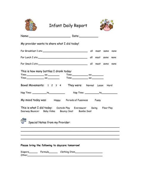 Free Printable Infant Daycare Forms