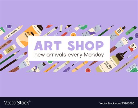 Art supplies shop banner design craft store ad Vector Image