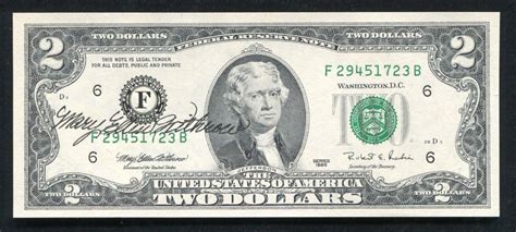 Two Dollar Bill Front And Back