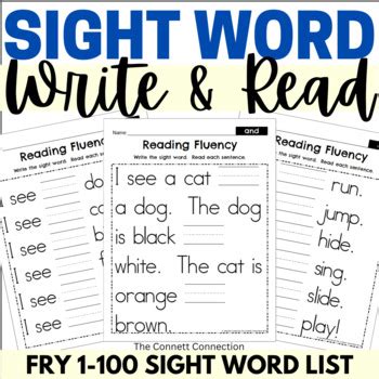 Fry 1 100 Sight Word Fluency Passages No Prep Write And Read Activity