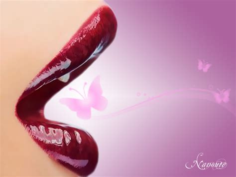 Super Sexy Sensual Pink Butterfly Hot Red Lips Wallpaper Stock Wallpapers