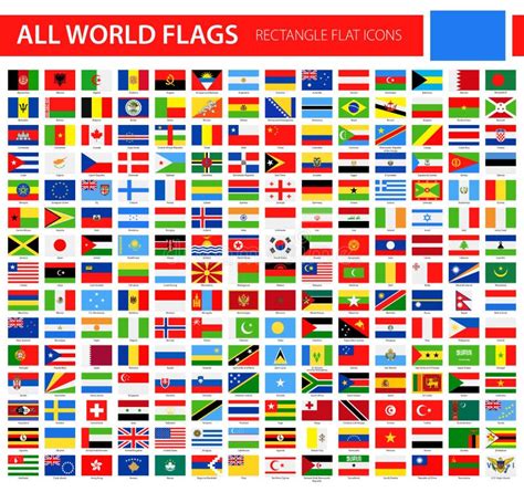 Iconos Planos De La Bandera Todo El Vector Del Mundo Stock De