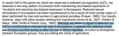 Crémieux on Twitter A new preprint suggests population specific sex