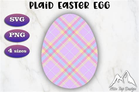 Spring Purple Tartan Plaid Easter Egg Graphic By Mtn Top Design